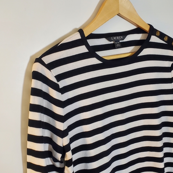 Lauren Ralph Lauren Women's White & Black long sleeve crew neck top Size XL - Picture 10 of 10